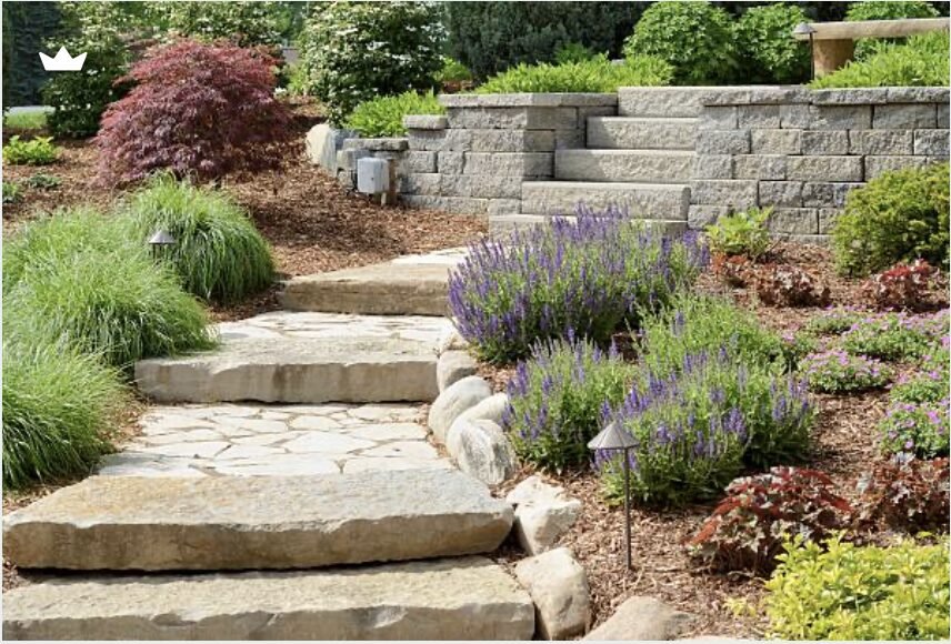Flagstone garden steps set into a hillside